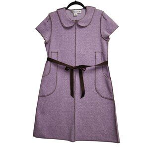 Lavender Peter Pan Collar A-Line Dress with Waist Tie